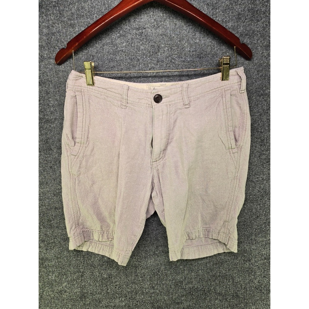 Abercrombie & Fitch Mens Linen Cotton Blend Shorts Light Purple Size 30